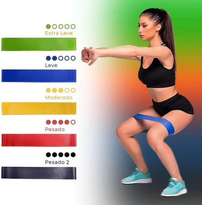 kit 5 Faixas Elástica de Resistência