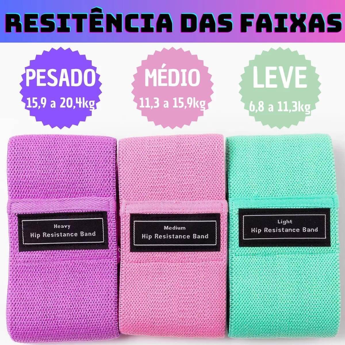 Kit 3 Faixas Elásticas De Exercício