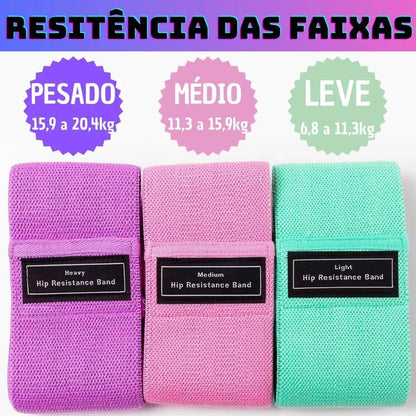 Kit 3 Faixas Elásticas De Exercício