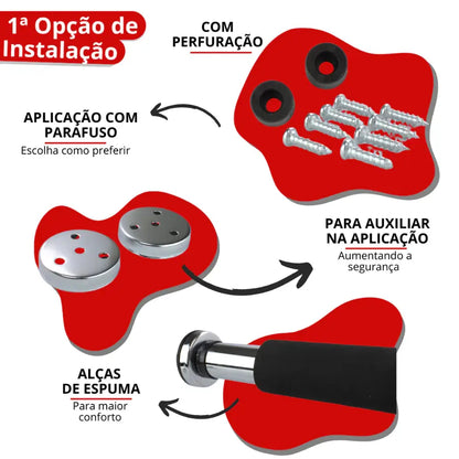 Barra de Porta Ajustável 63cm a 94cm